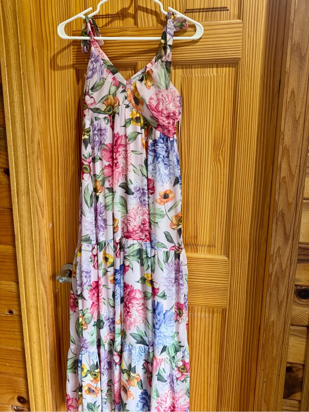 Express Floral Tie-Shoulder Dress — Pink, Yellow & Green - Picture 4 of 4